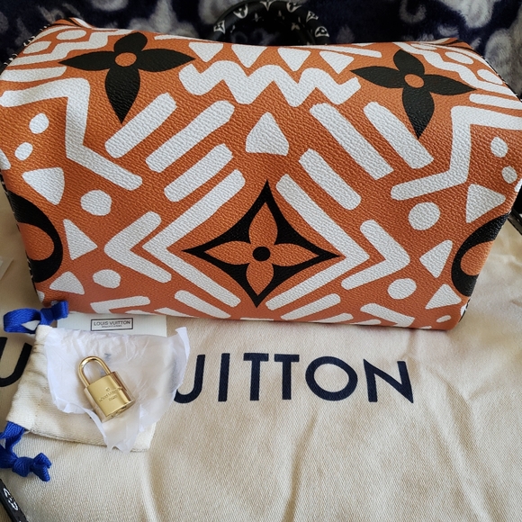 LOUIS VUITTON Crafty Speedy 25 Bandoulière Caramel Black Giant Monogram Bag New - Picture 10 of 17